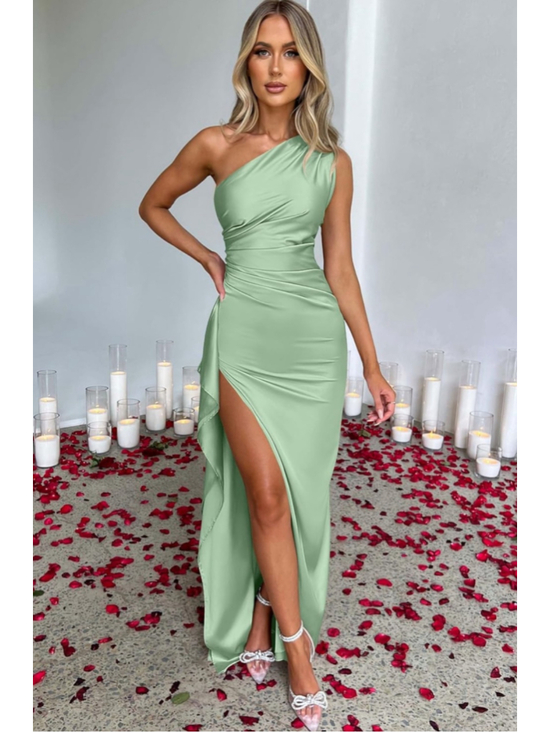 OYS Dresses & Skirts - Women's OYS One Shoulder Satin Dress Green Size S